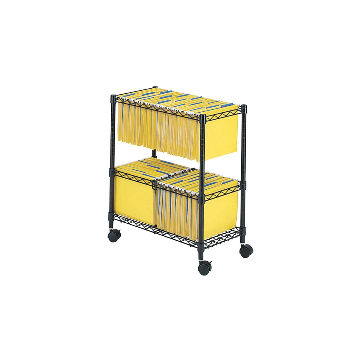 Scranton & Co Two-Tier Mobile Metal File Cart in Black