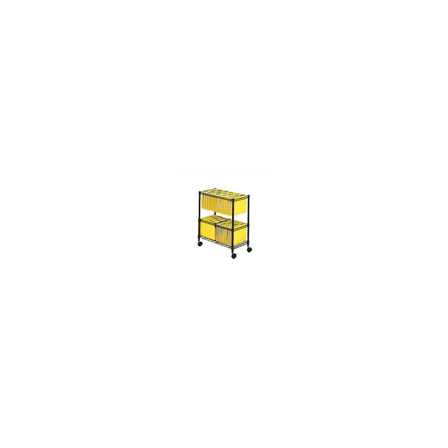 Scranton & Co Two-Tier Mobile Metal File Cart in Black