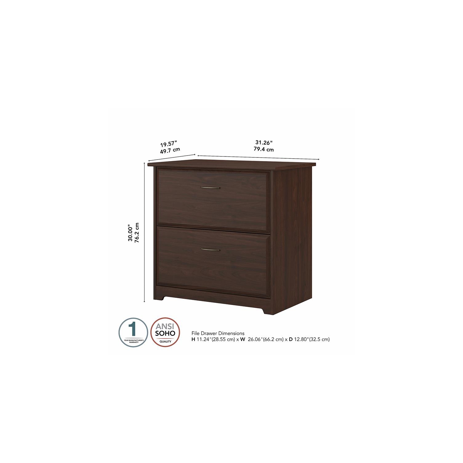 Scranton & Co Furniture Cabot 2 Drawer File Cabinet in Modern Walnut