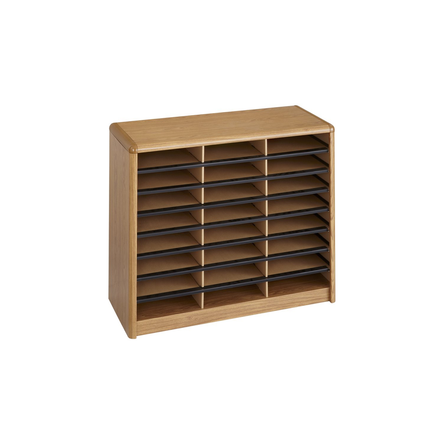 Scranton & Co 24 Compartment WoodFlat Files Organizer in Medium Oak