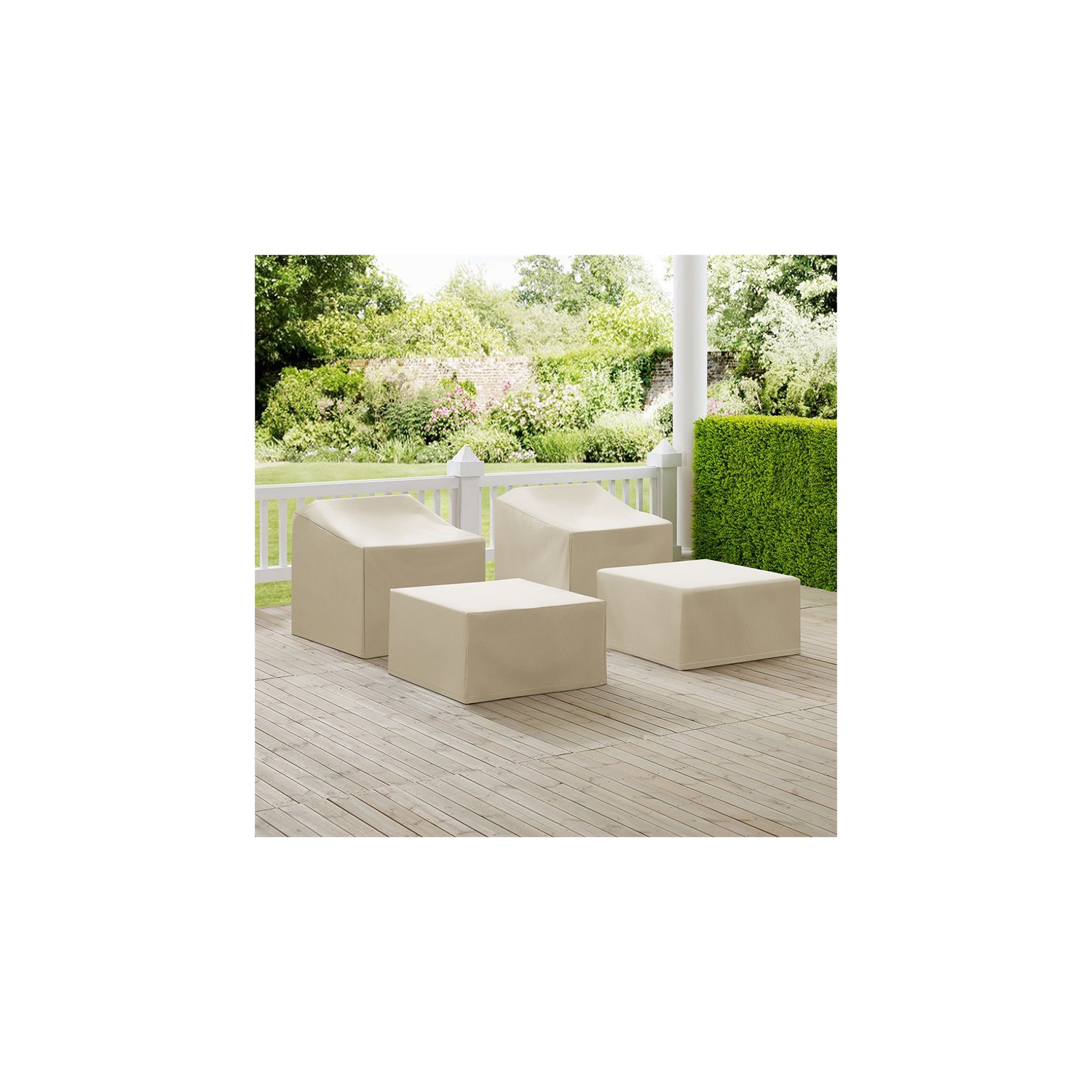 Crosley Furniture MO75009-TA Heavy-Gauge Reinforced Vinyl 4-Piece Furniture Cover Set, Tan