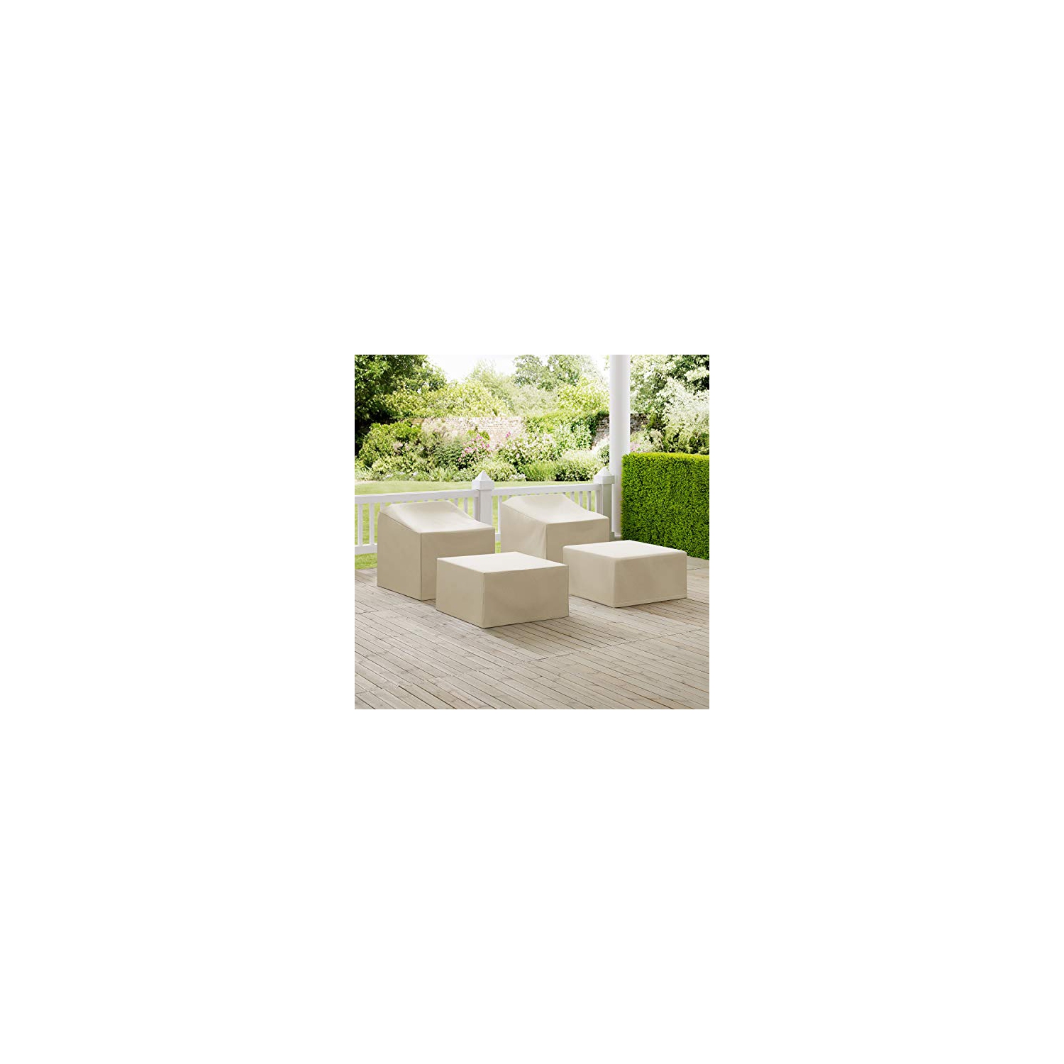 Crosley Furniture MO75009-TA Heavy-Gauge Reinforced Vinyl 4-Piece Furniture Cover Set, Tan