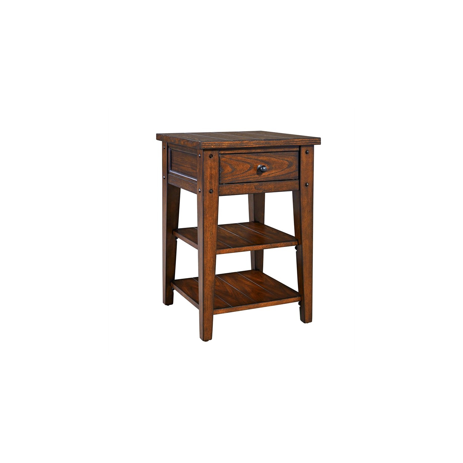 Pemberly Row Transitional Wood Chair Side Table in Dark Brown