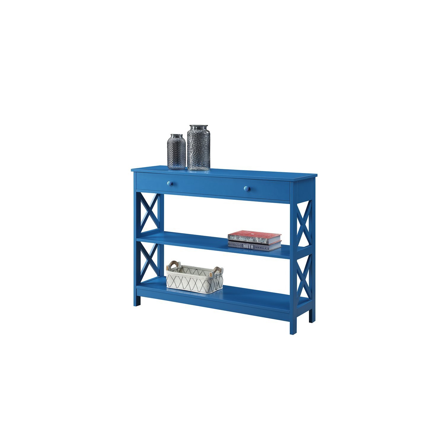 Convenience Concepts Oxford One-Drawer Console Table in Blue Wood Finish