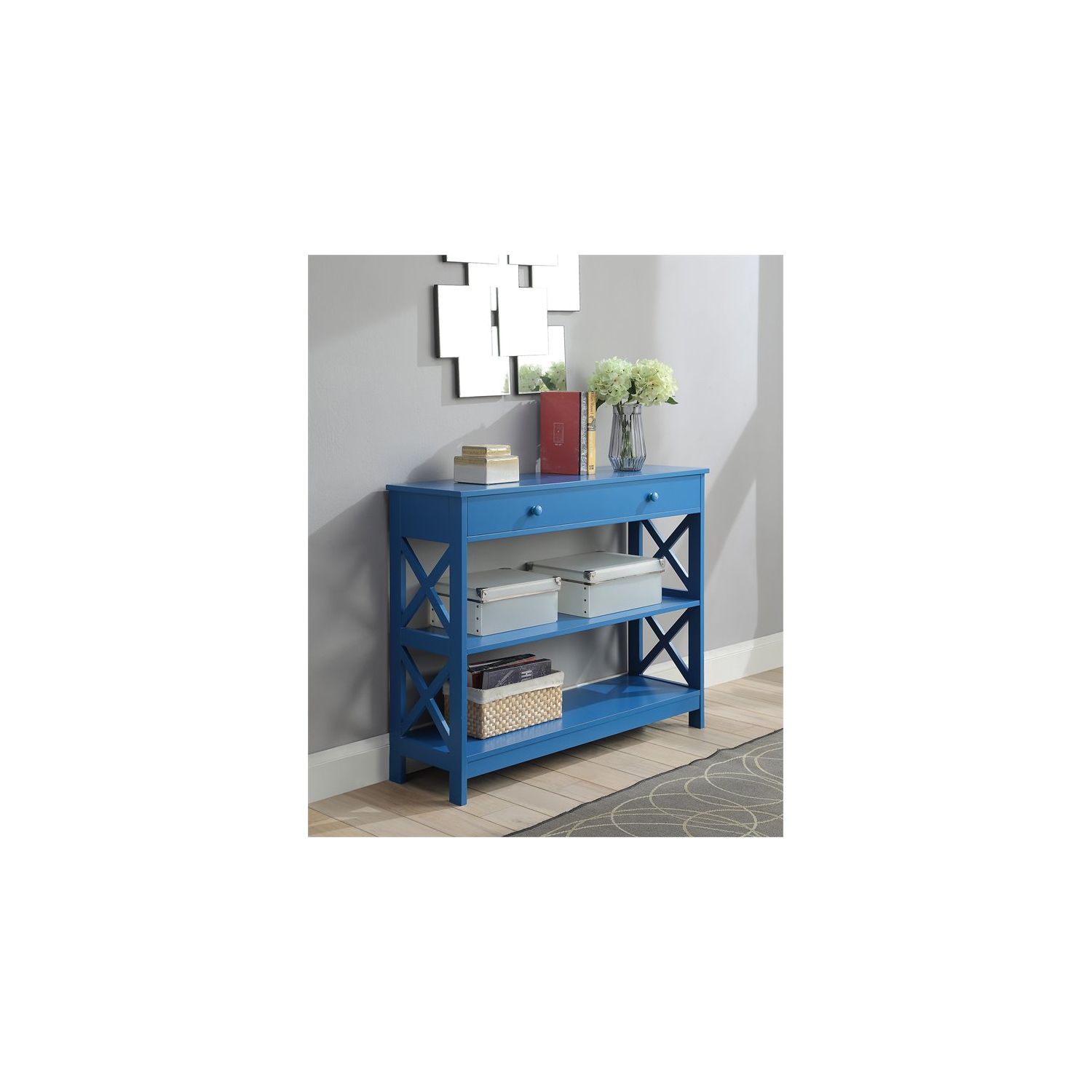 Convenience Concepts Oxford One-Drawer Console Table in Blue Wood Finish