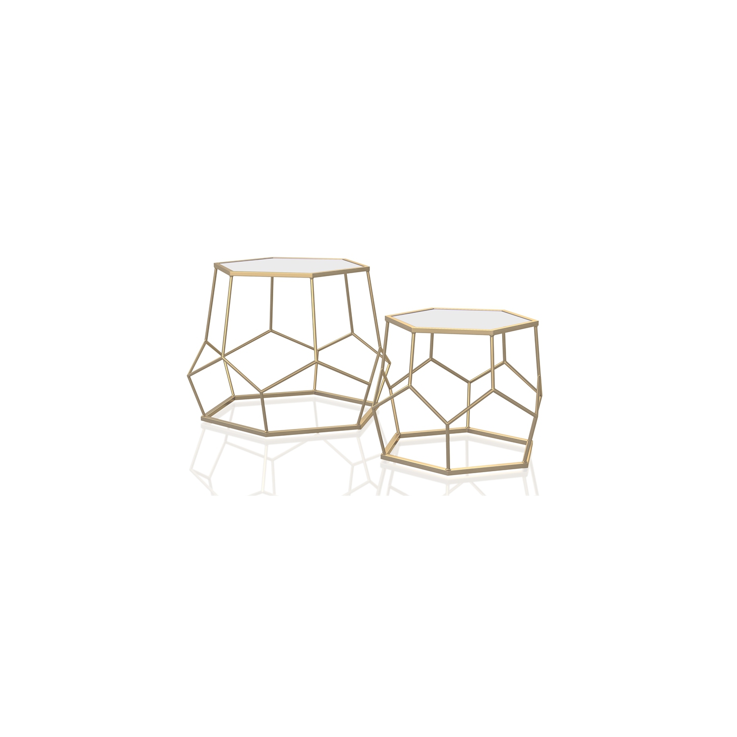 Furniture of America Boris Contemporary Metal Nesting Accent Table Set in Gold