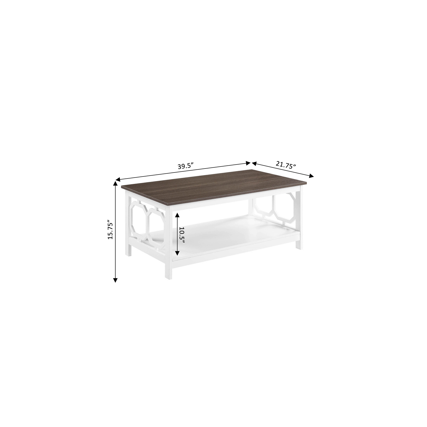 Convenience Concepts Omega Coffee Table in White and Driftwood Brown Wood Finish