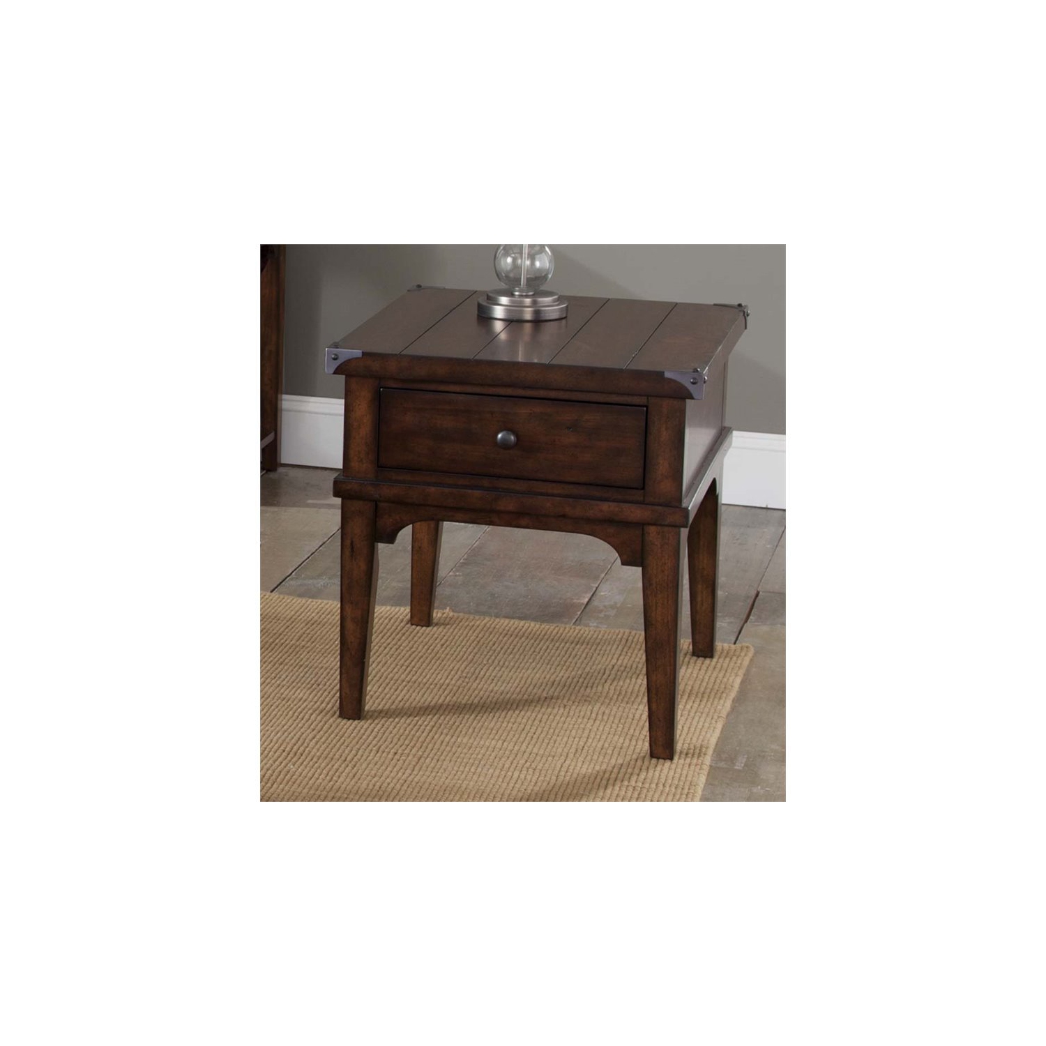 Pemberly Row Contemporary Wood End Table in Mahogany