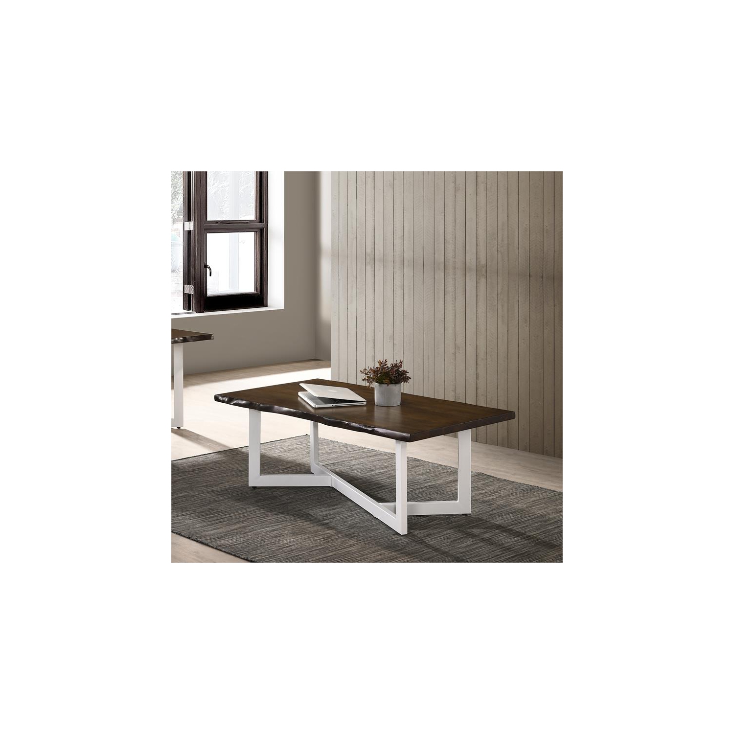 Furniture of America Krestian Contemporary Wood Coffee Table in Oak and White