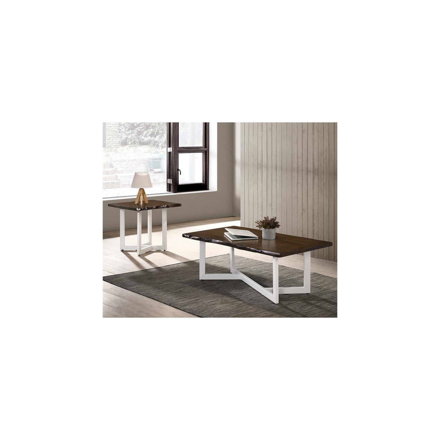 Furniture of America Krestian Contemporary Wood Coffee Table in Oak and White