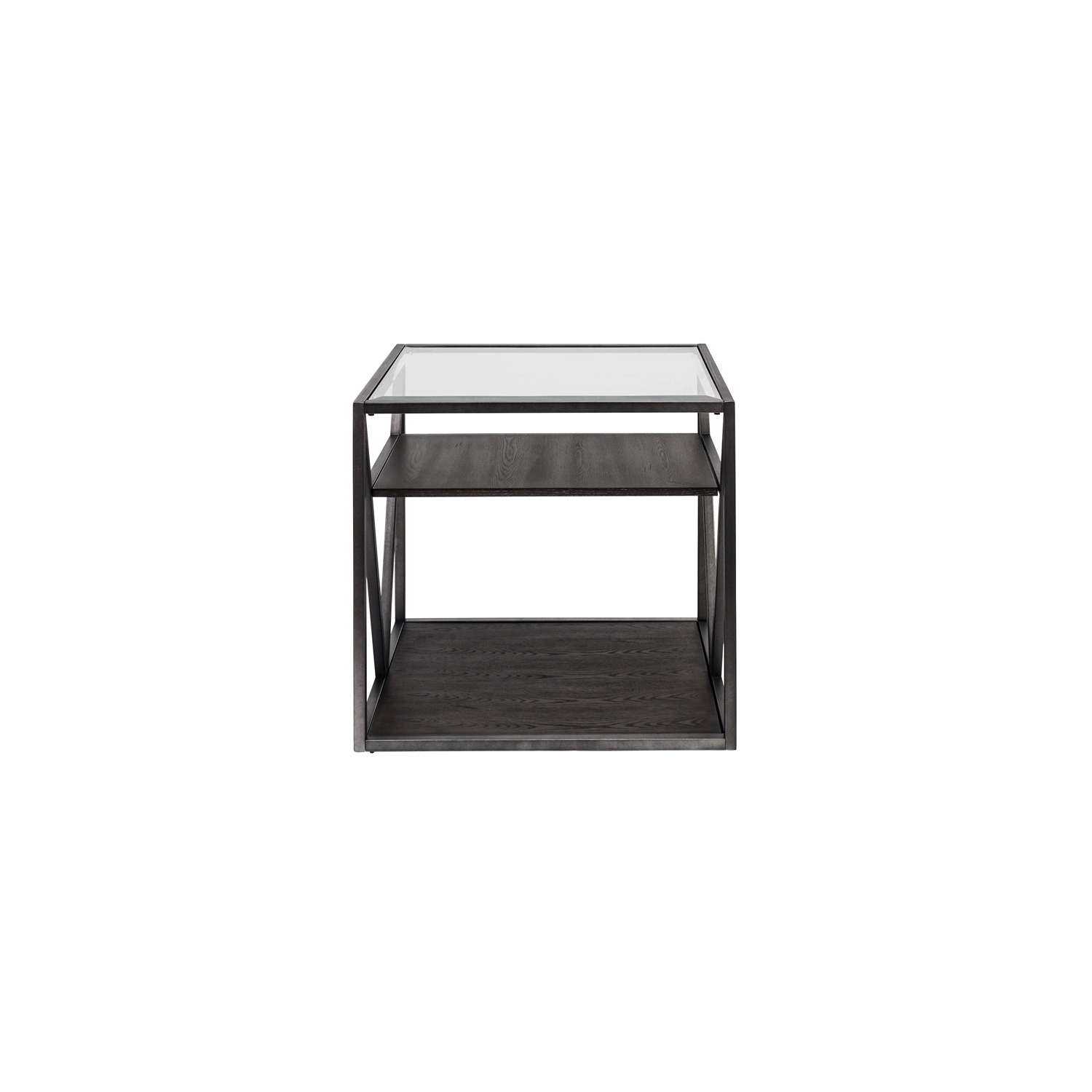 Pemberly Row Industrial Wood End Table in Gray