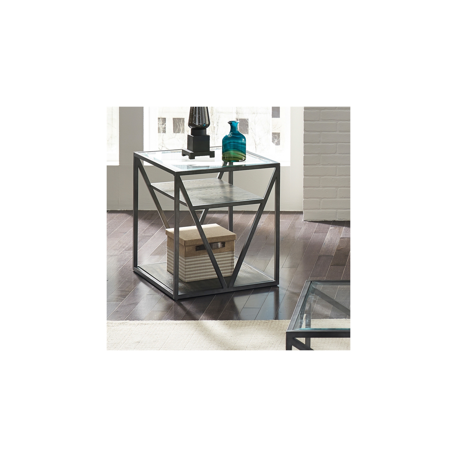 Pemberly Row Industrial Wood End Table in Gray