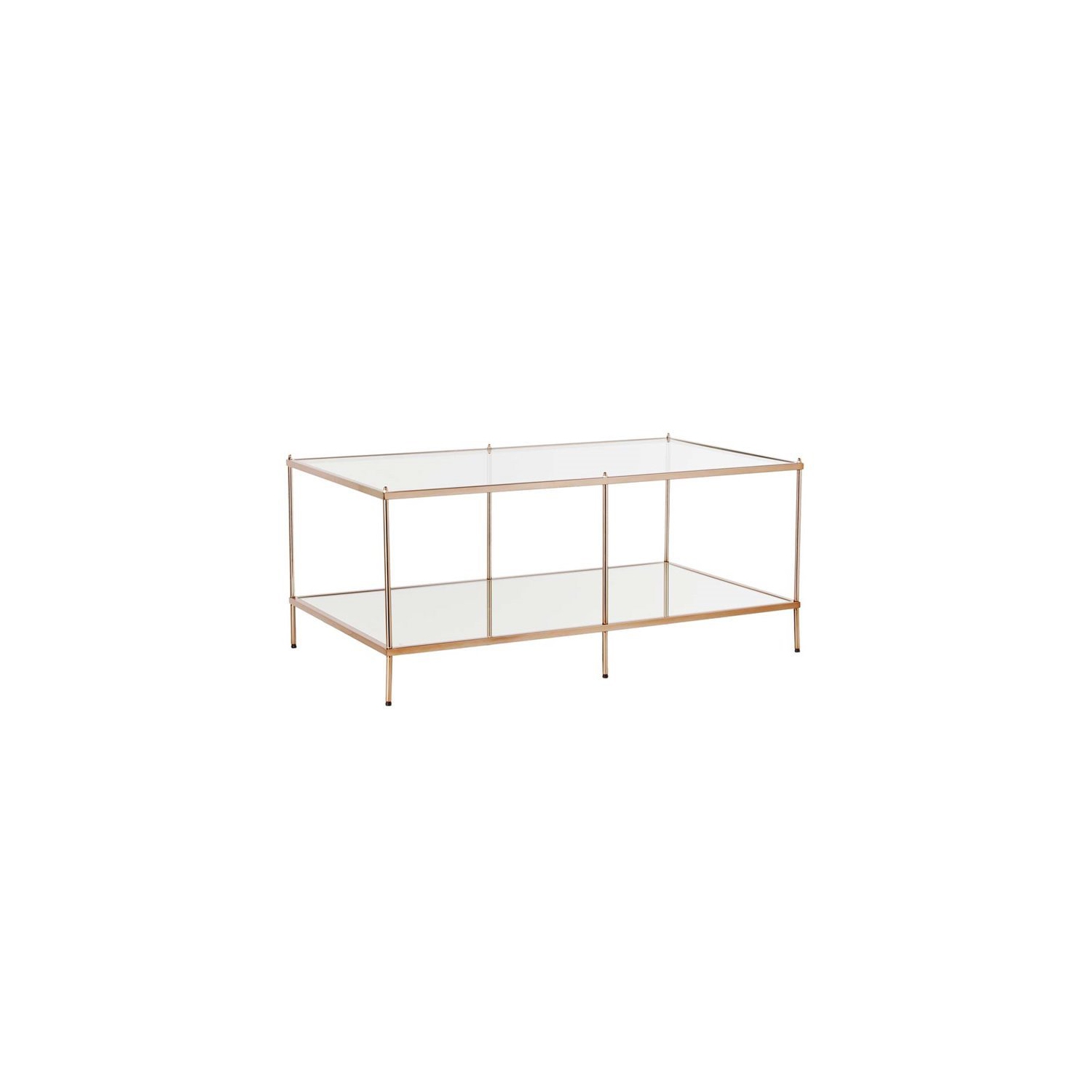 Bowery Hill Glass Top Coffee Table in Gold