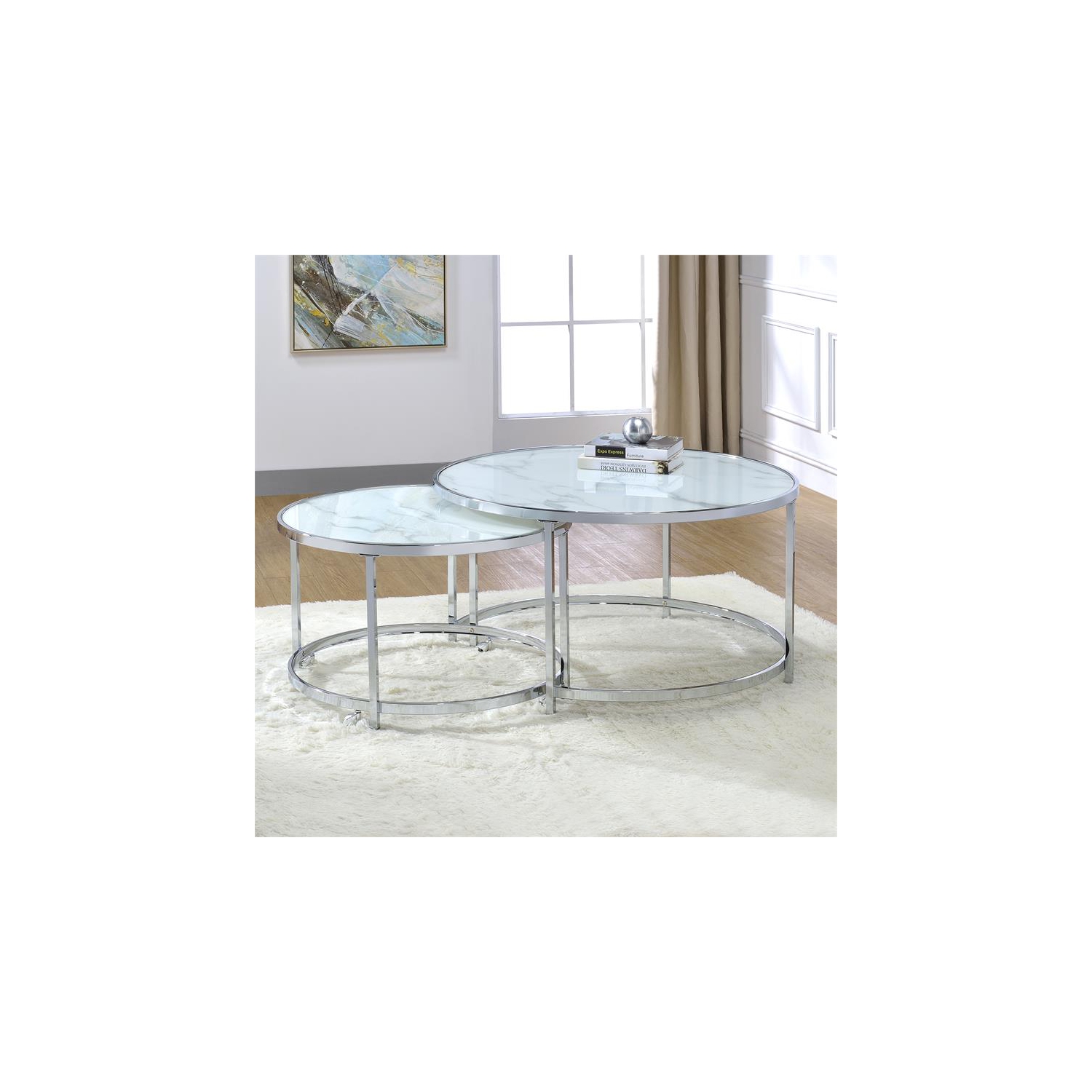Steve Silver Rayne Faux Marble Nesting Cocktail Tables