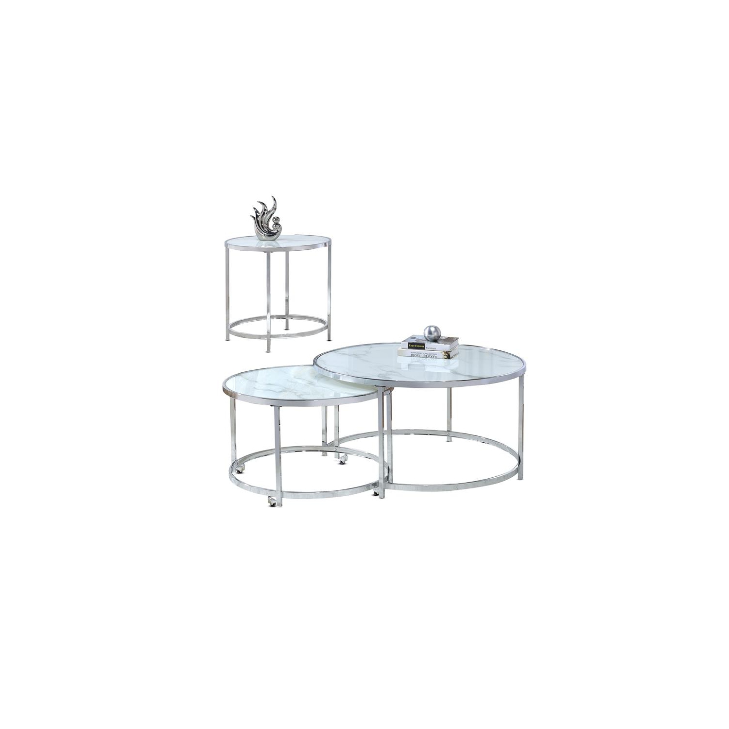 Steve Silver Rayne Faux Marble Nesting Cocktail Tables