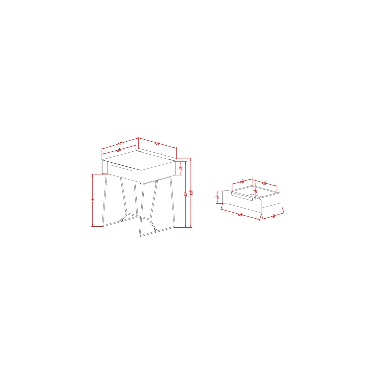 Furniture of America Eva Contemporary Metal 1-Drawer End Table in Blue