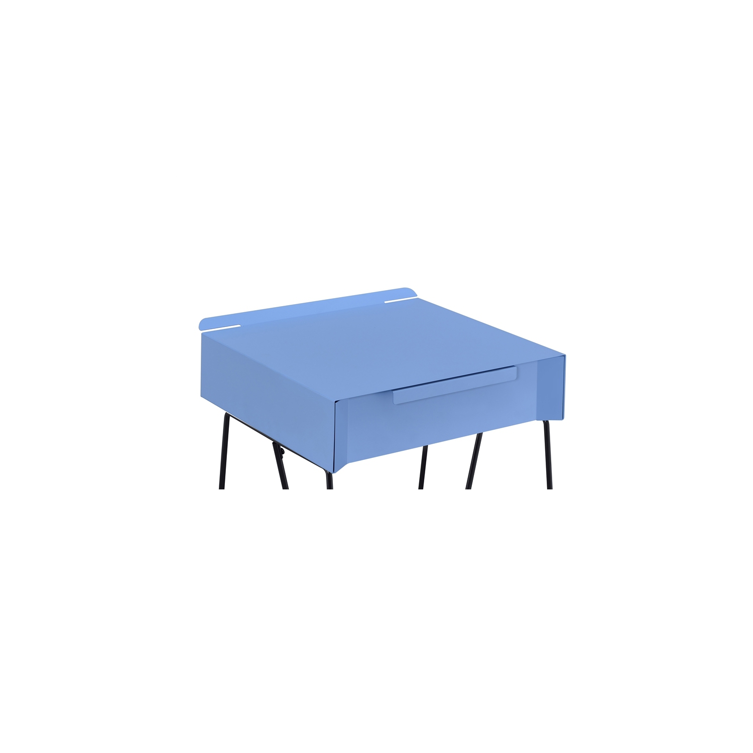 Furniture of America Eva Contemporary Metal 1-Drawer End Table in Blue