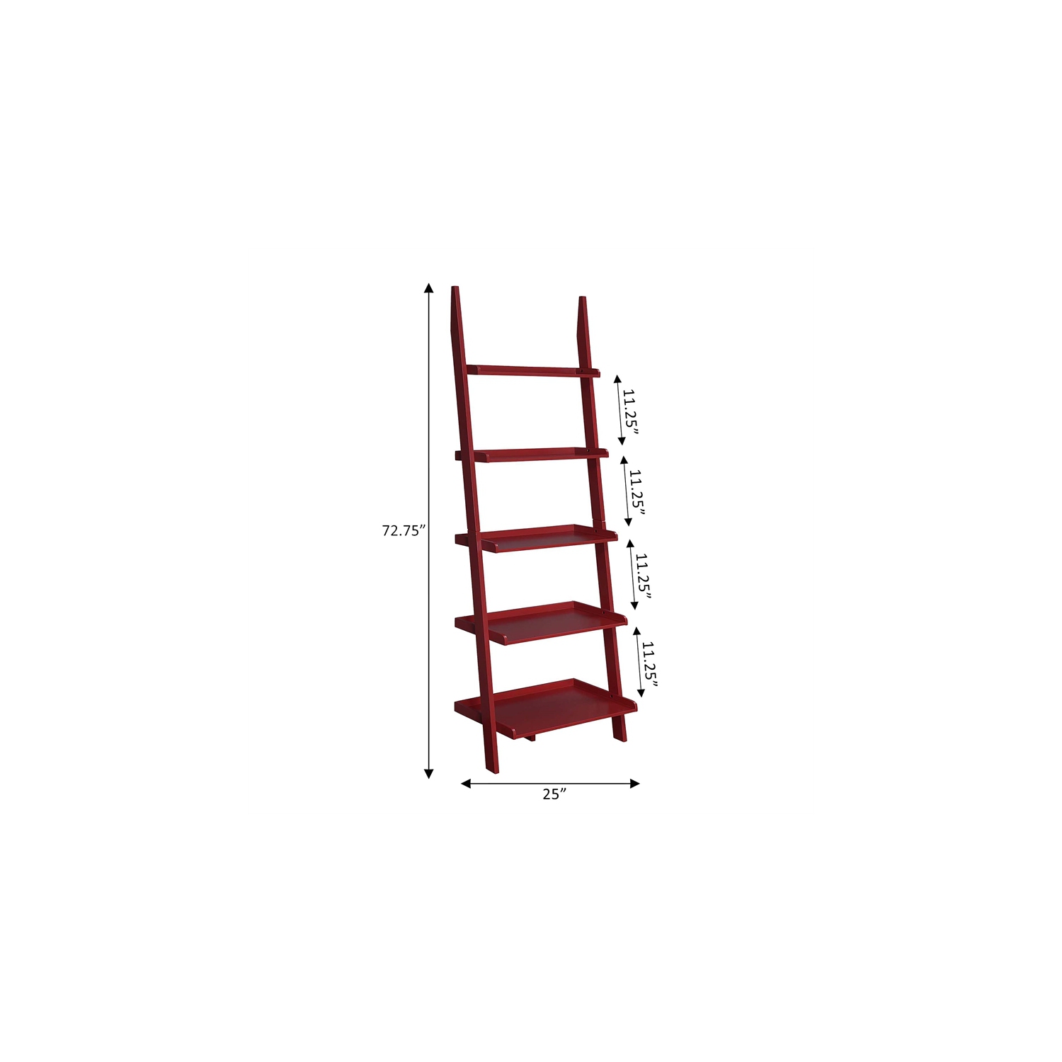 Convenience Concepts American Heritage Bookshelf Ladder in Red Wood Finish