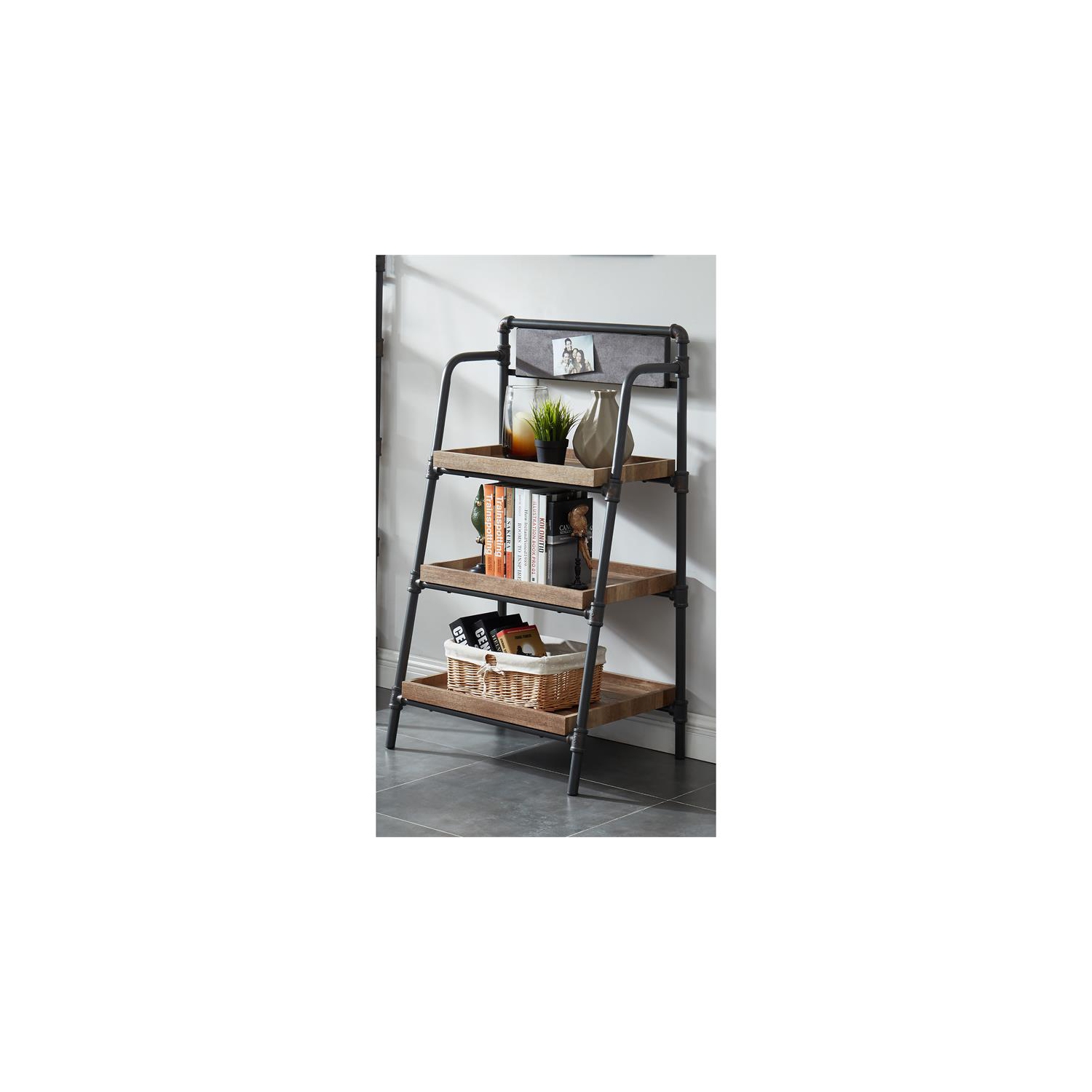 Furniture of America Kernel Industrial Metal 3-Shelf Bookcase in Sand Black