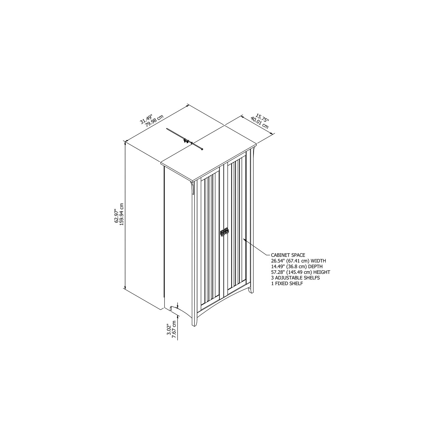 Bowery Hill Furniture – Armoire de cuisine Salinas avec portes, gris Cape Cod