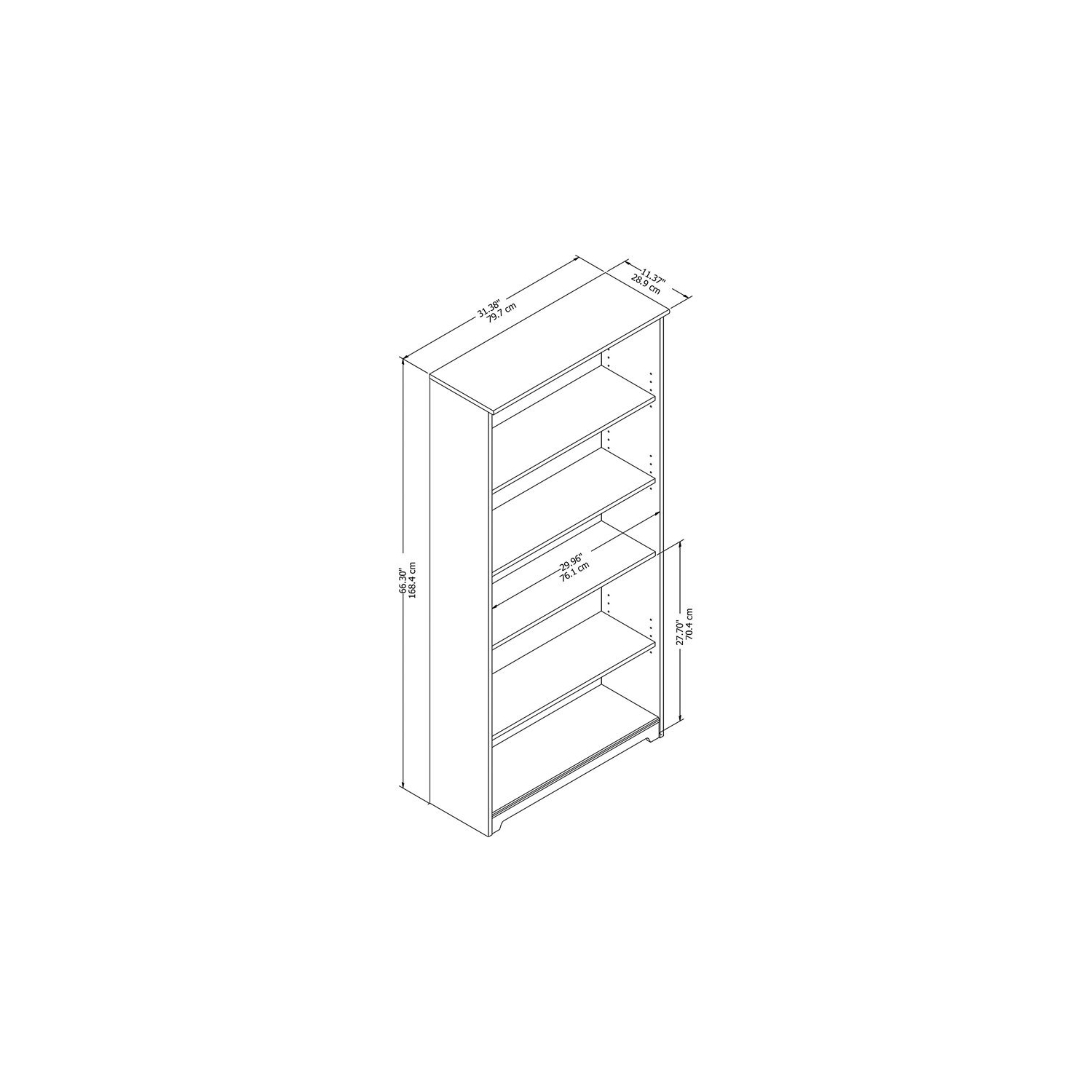 Bowery Hill Furniture 5 Shelf Bookcase in White