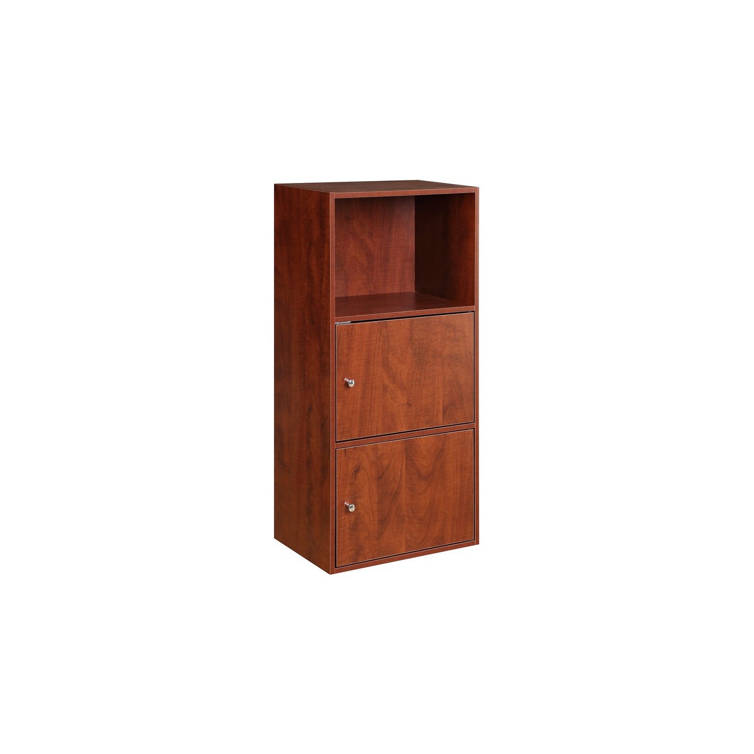 Pemberly Row Two-Door Bookcase in Cherry Wood Finish