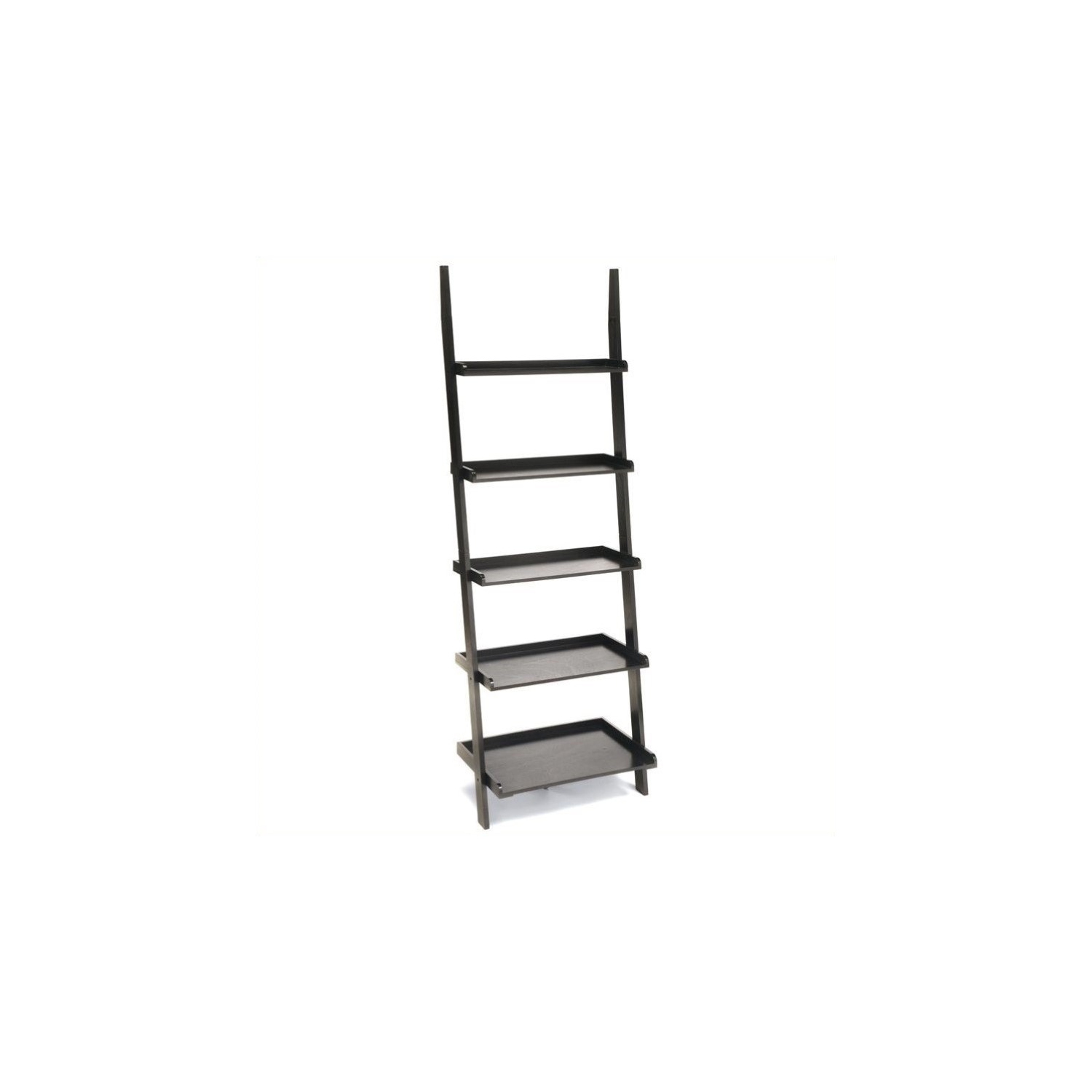Pemberly Row Ladder Bookshelf in Black Wood Finish