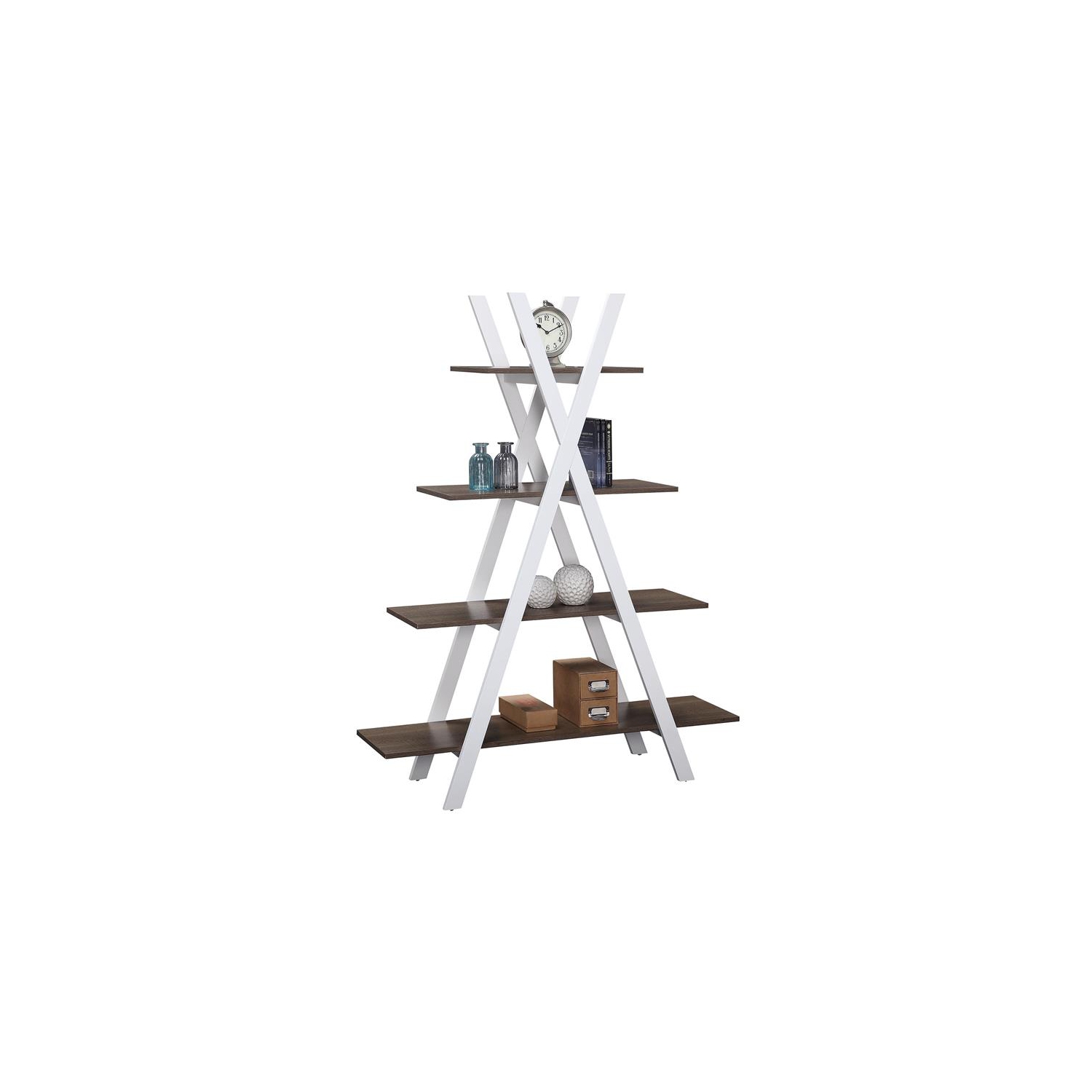 Convenience Concepts Oxford A-Frame Bookshelf in Caramel Driftwood & White Wood