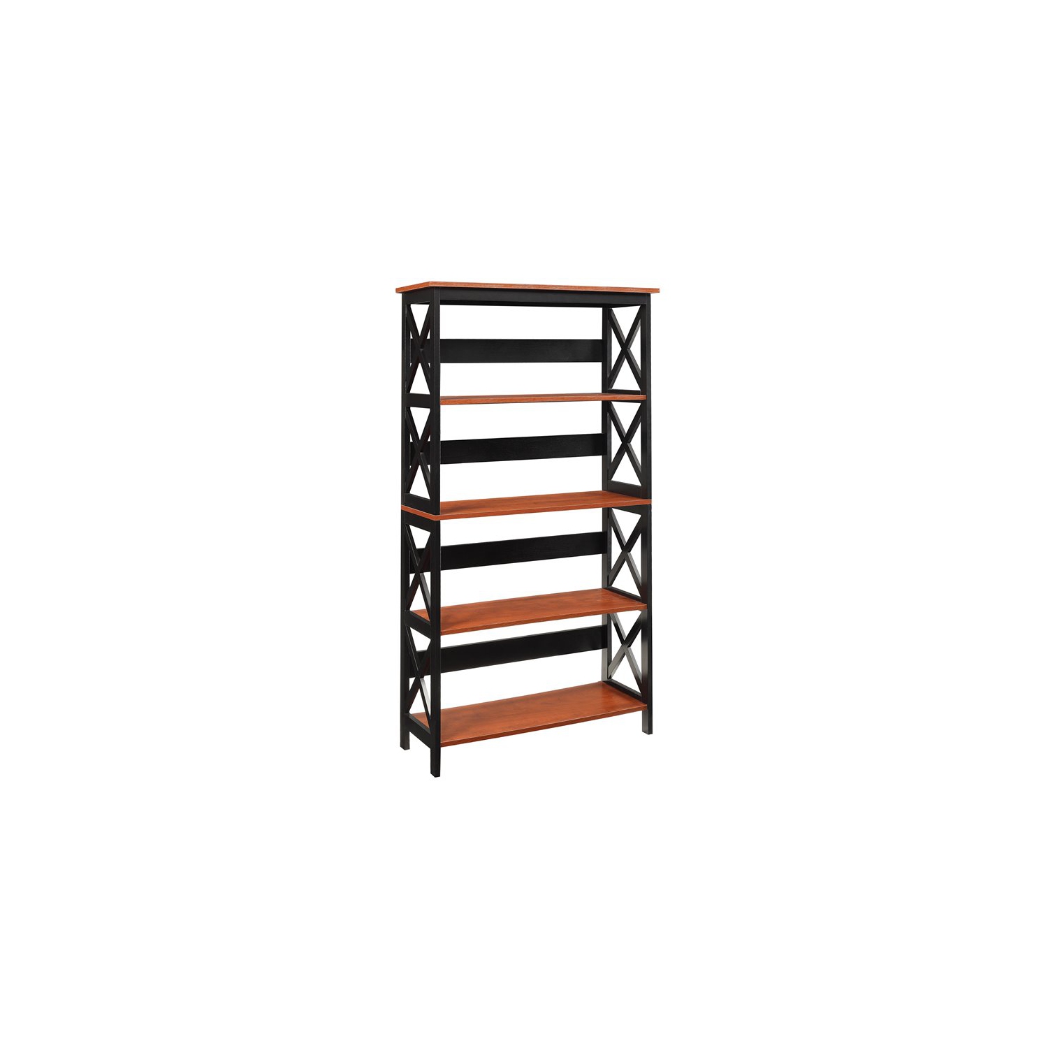Convenience Concepts Oxford Five-Tier Bookcase in Cherry and Black Wood Finish