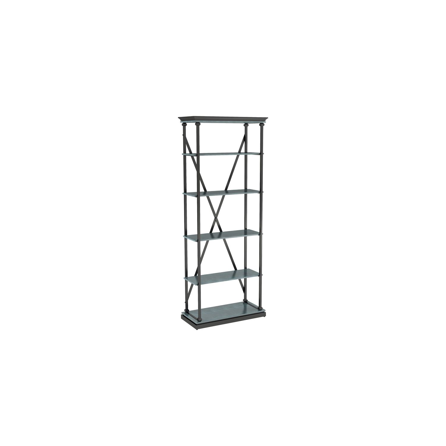 Furniture of America Toggin Industrial Metal 33-Inch Bookcase in Antique Blue