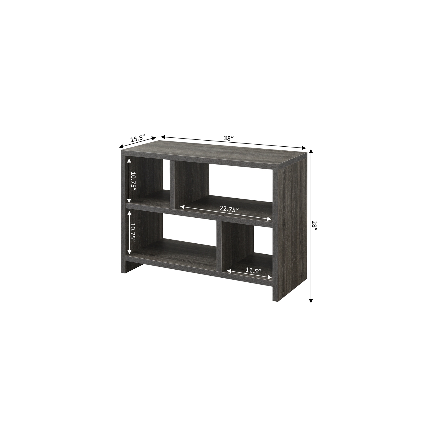 Convenience Concepts Northfield Console Three-Tier Bookcase in Gray Wood Finish
