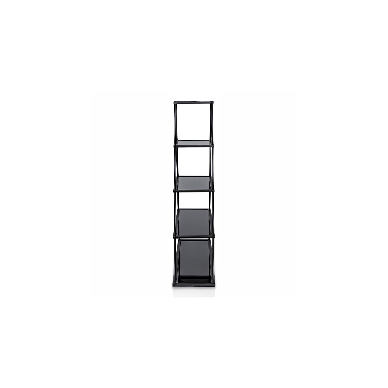 Furniture of America Kladden Industrial Metal 5-Shelf Bookcase in Sand Black