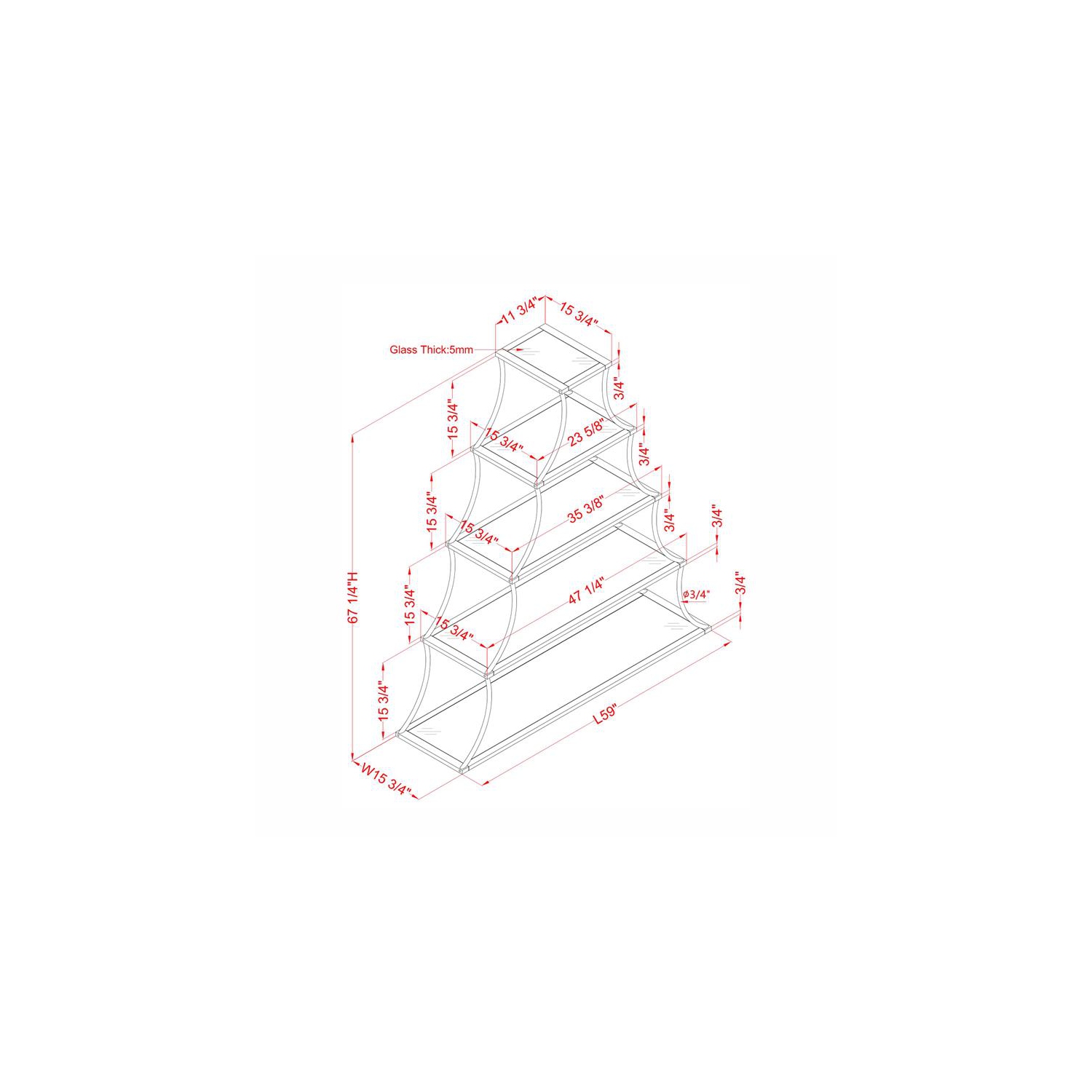 Furniture of America Kladden Industrial Metal 5-Shelf Bookcase in Sand Black