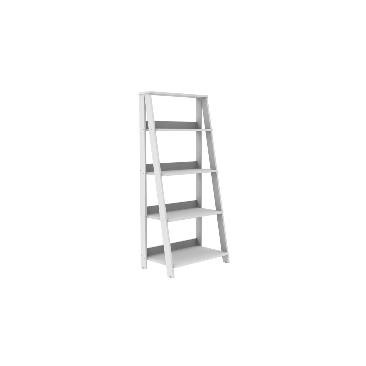 Pemberly Row 4-Shelf Wood Ladder Bookcase in White
