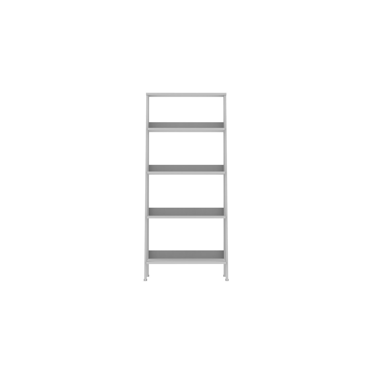 Pemberly Row 4-Shelf Wood Ladder Bookcase in White