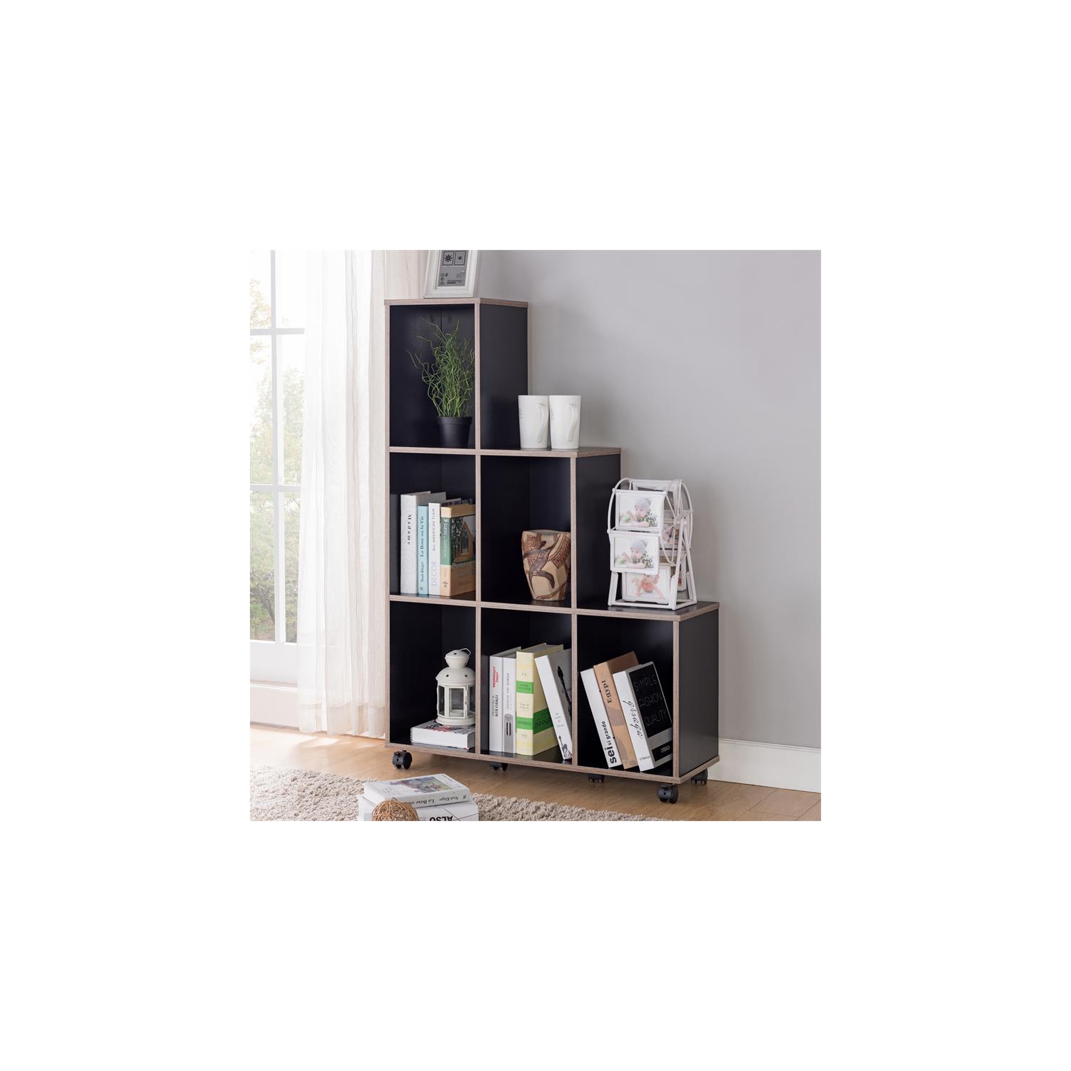 Bibliothèque à 6 compartiments en bois de la collection Furniture of America Chapin, cappuccino