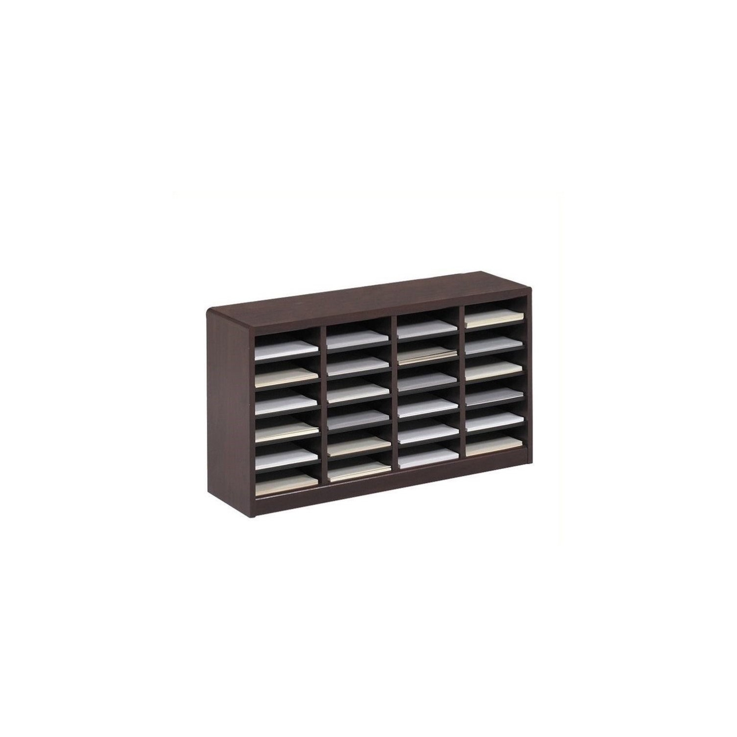 Scranton & Co Mahogany Wood Mail Organizer - 24 Compartments