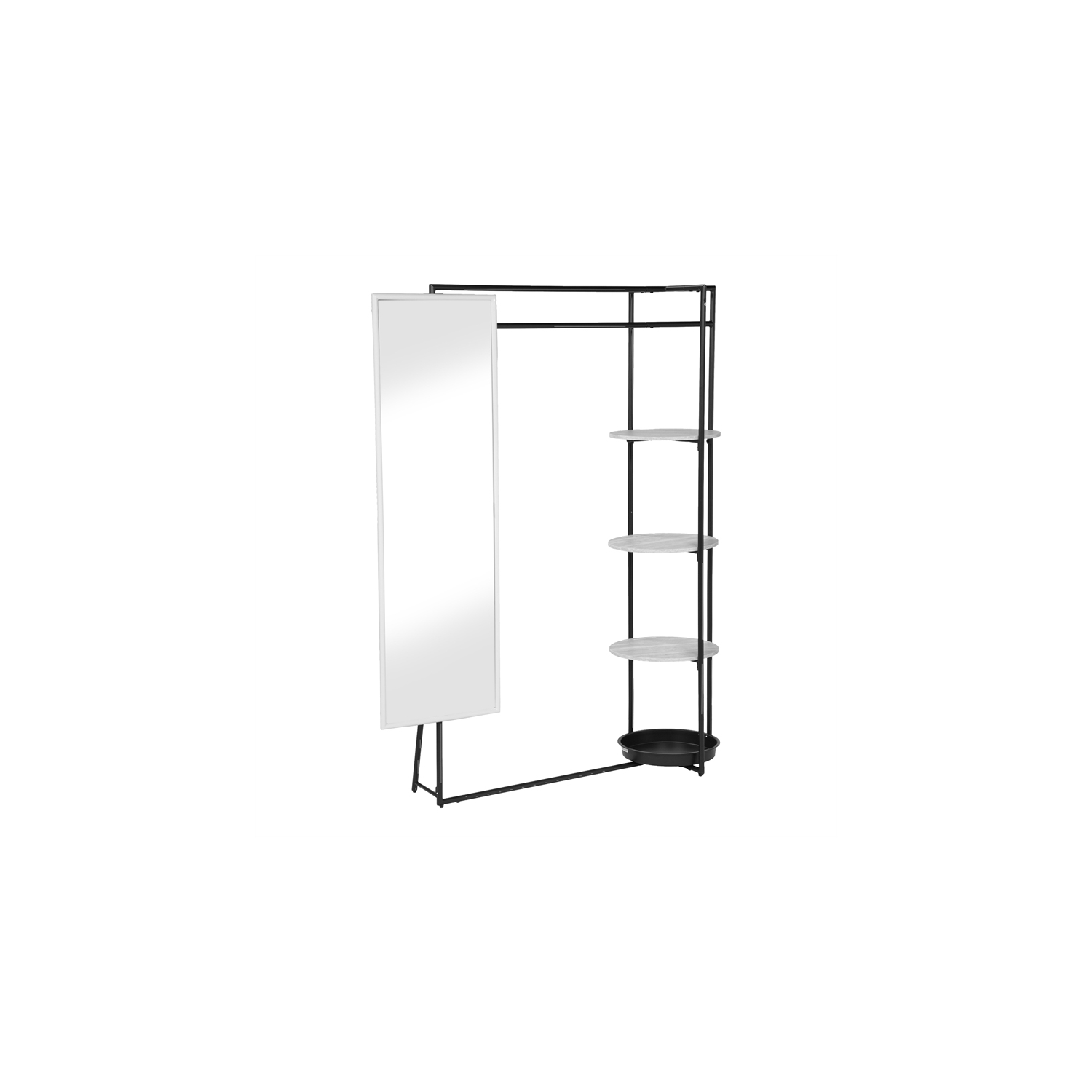 Furniture of America Jovie Industrial Metal Coat Stand with Mirror in White