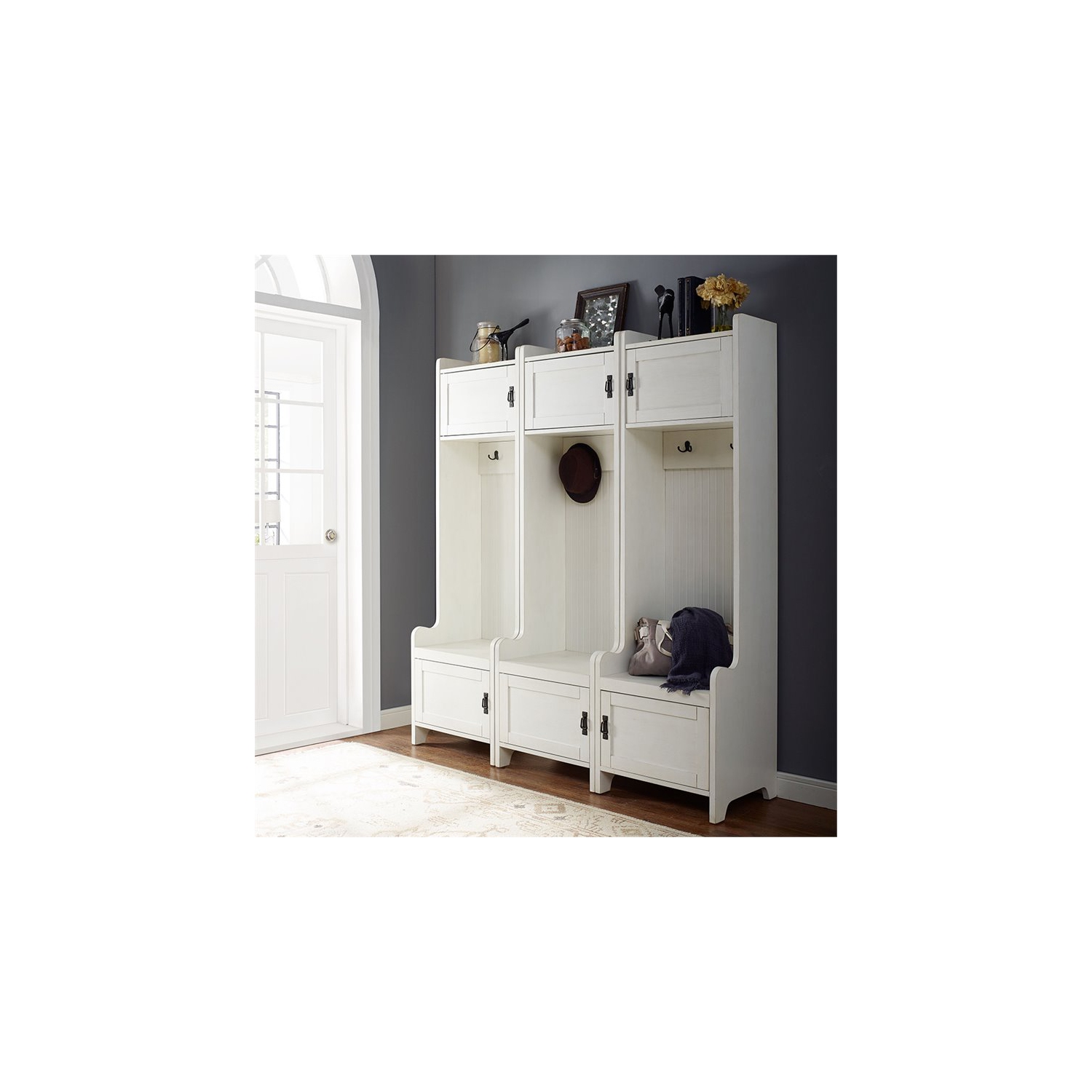 Crosley Fremont Hall Tree in Distressed White