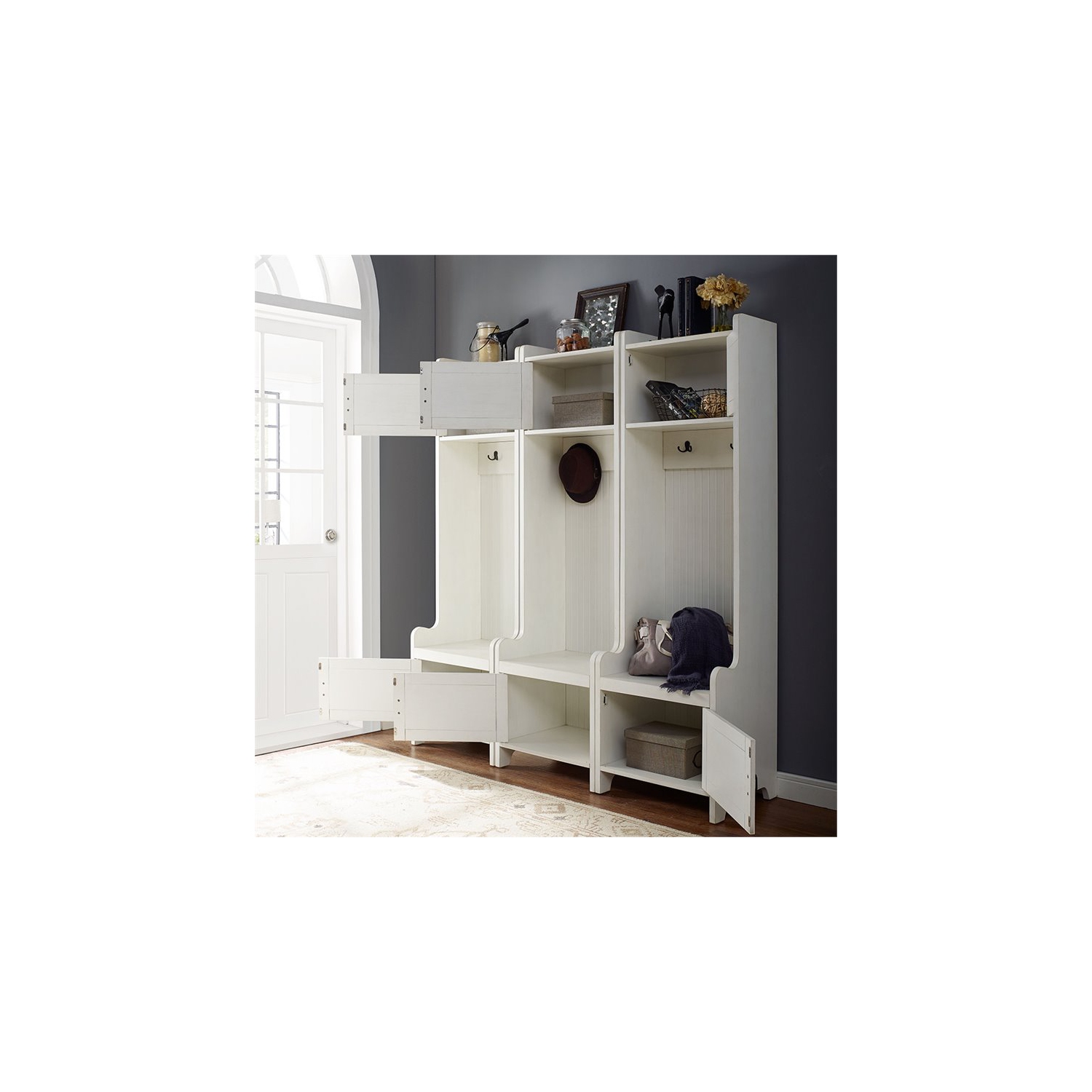 Crosley Fremont Hall Tree in Distressed White