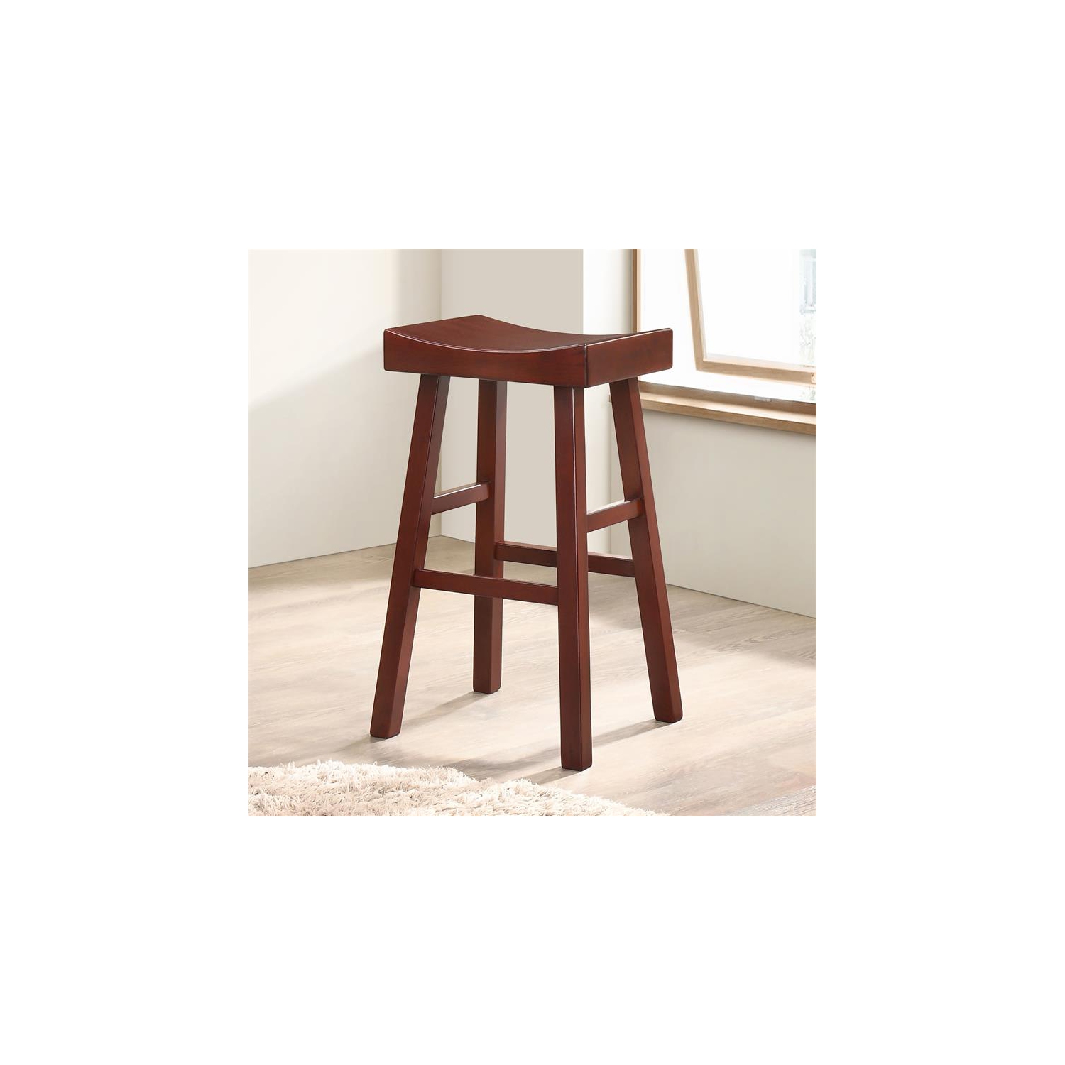 Furniture of America Epping Wood 29-Inch Saddle Stool in Dark Cherry