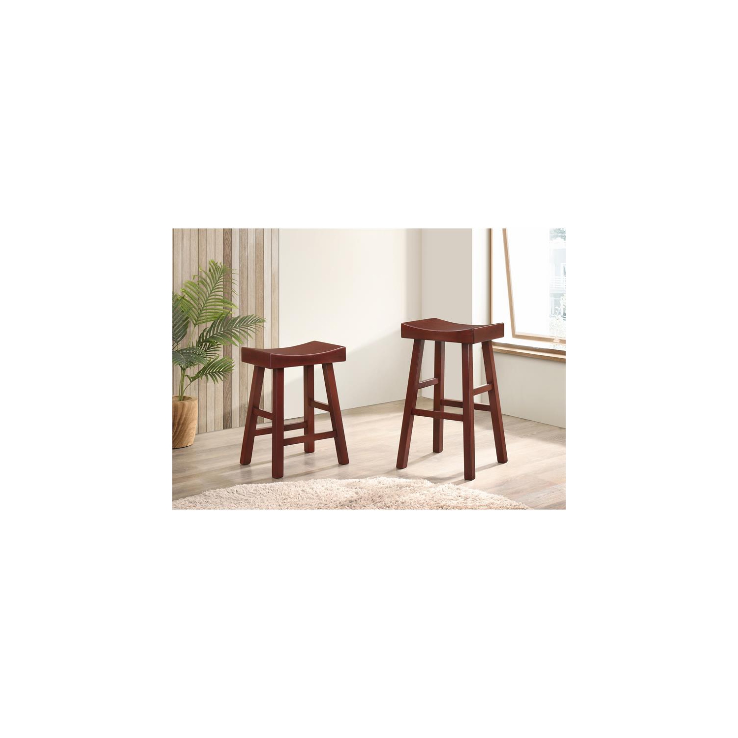 Furniture of America Epping Wood 29-Inch Saddle Stool in Dark Cherry