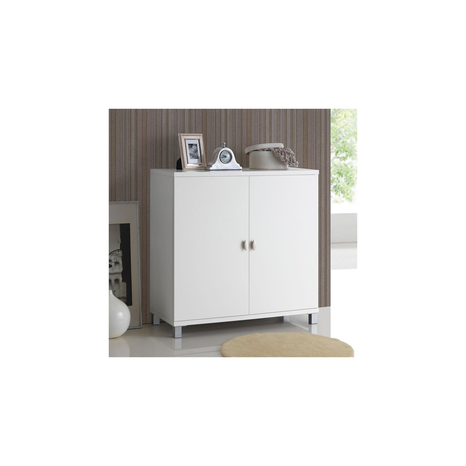 Bowery Hill Multipurpose Entryway Storage Cabinet in White