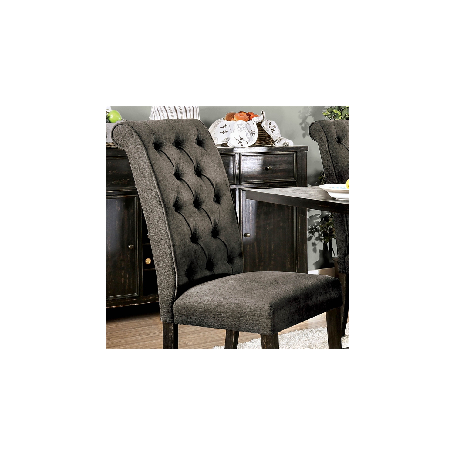 Furniture of America Landon Fabric Tufted Pub Chairs in Gray