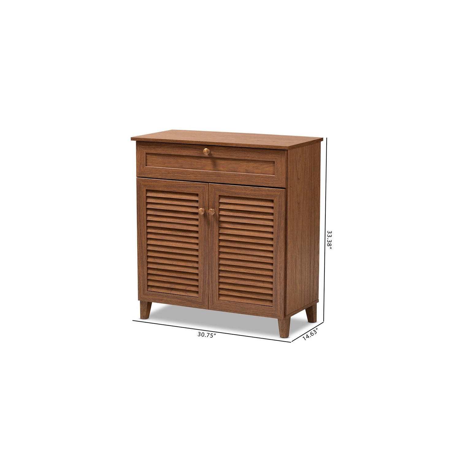 Bowery Hill Contemporary Wood 4-Shelf and Drawer Shoe Cabinet in Walnut Brown