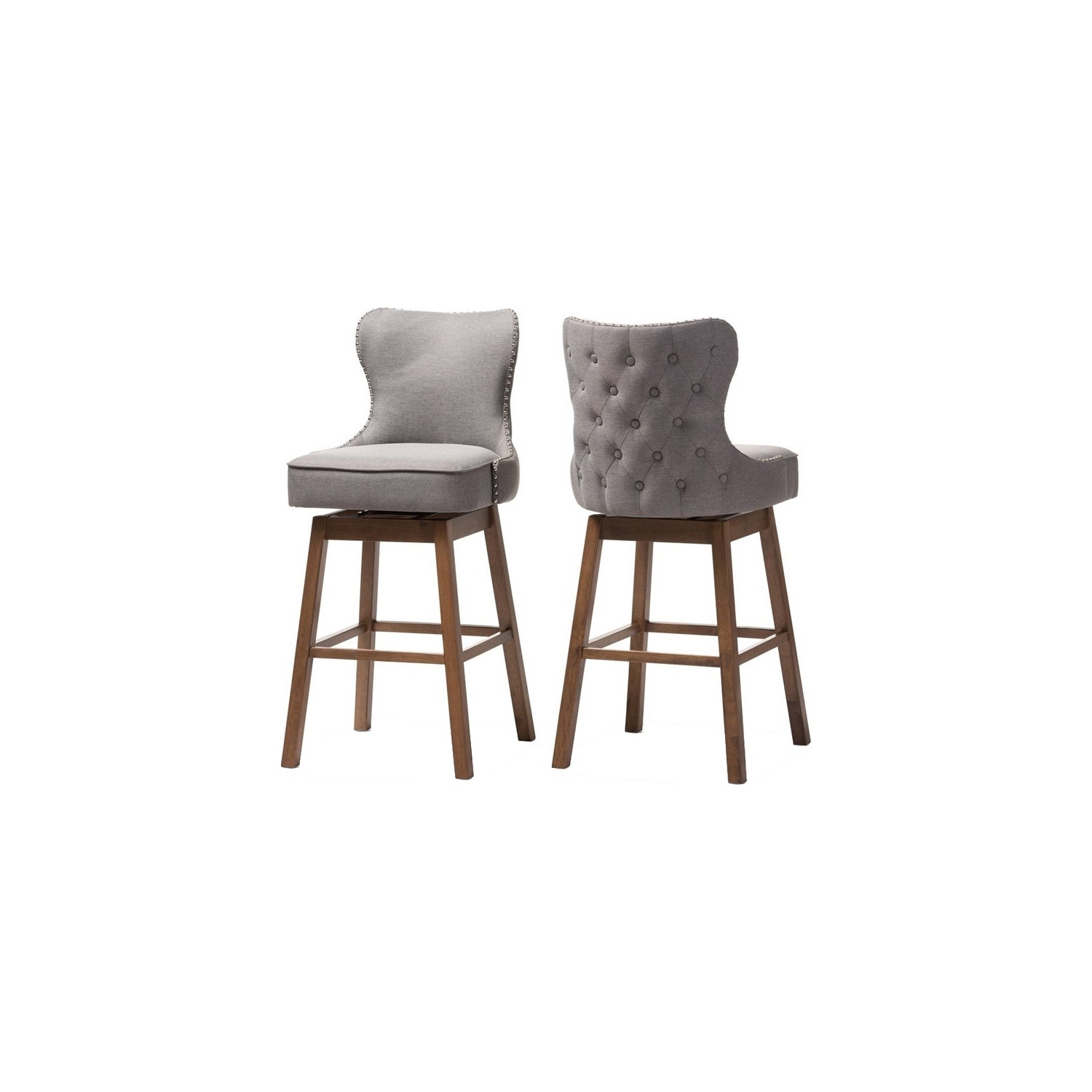 Hawthorne Collections 30.51" Modern Fabric Swivel Barstool in Gray