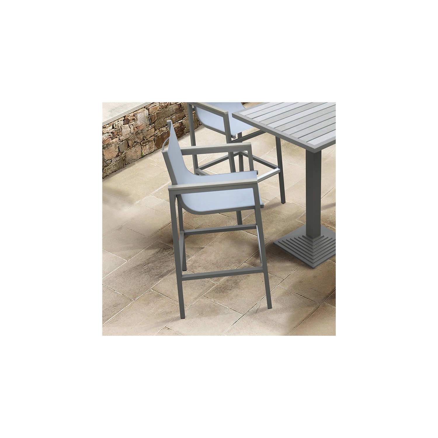 Hawthorne Collections 31" Patio Bar Stool in Gray
