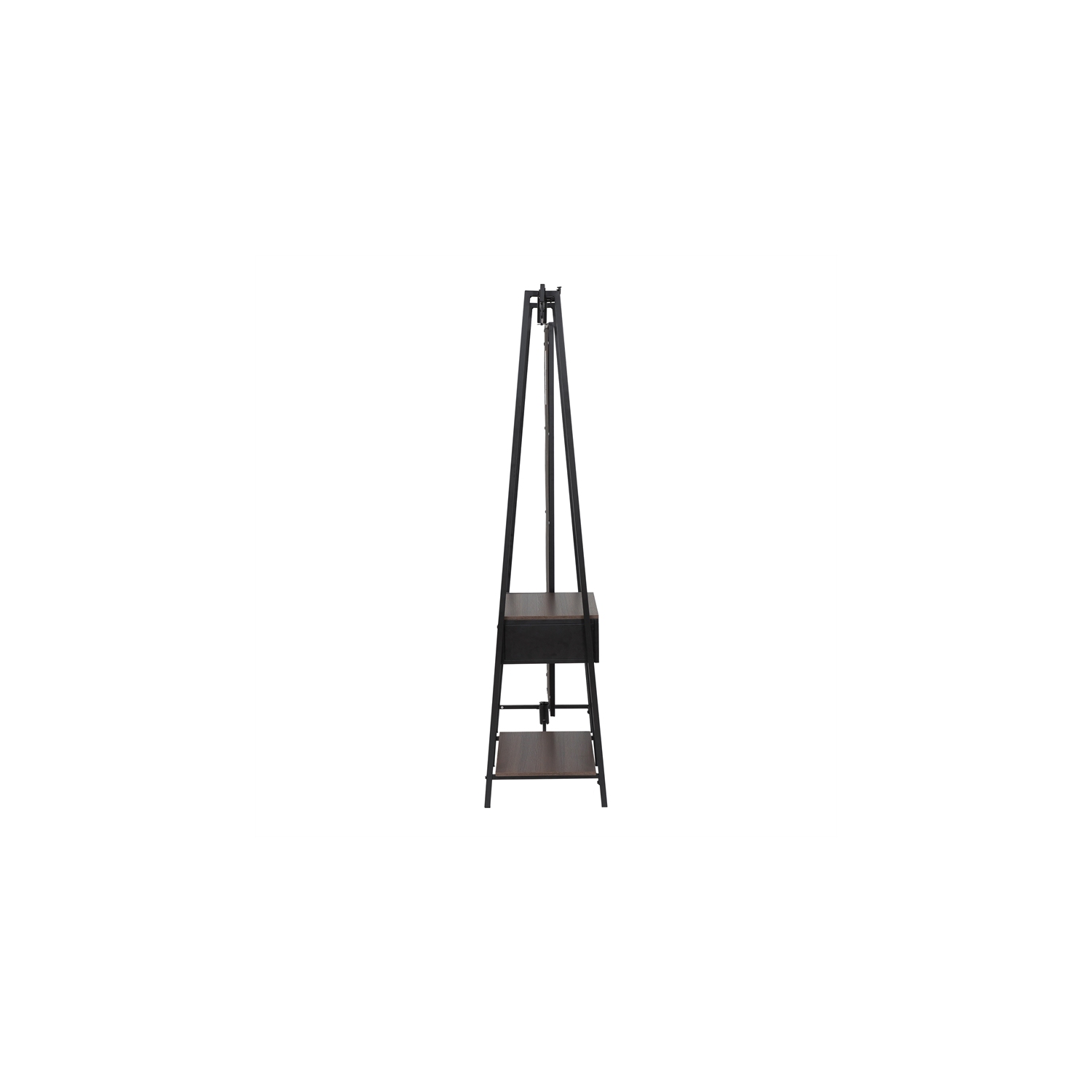 Furniture of America Loeff Metal Coat Stand with Mirror in Matte Black
