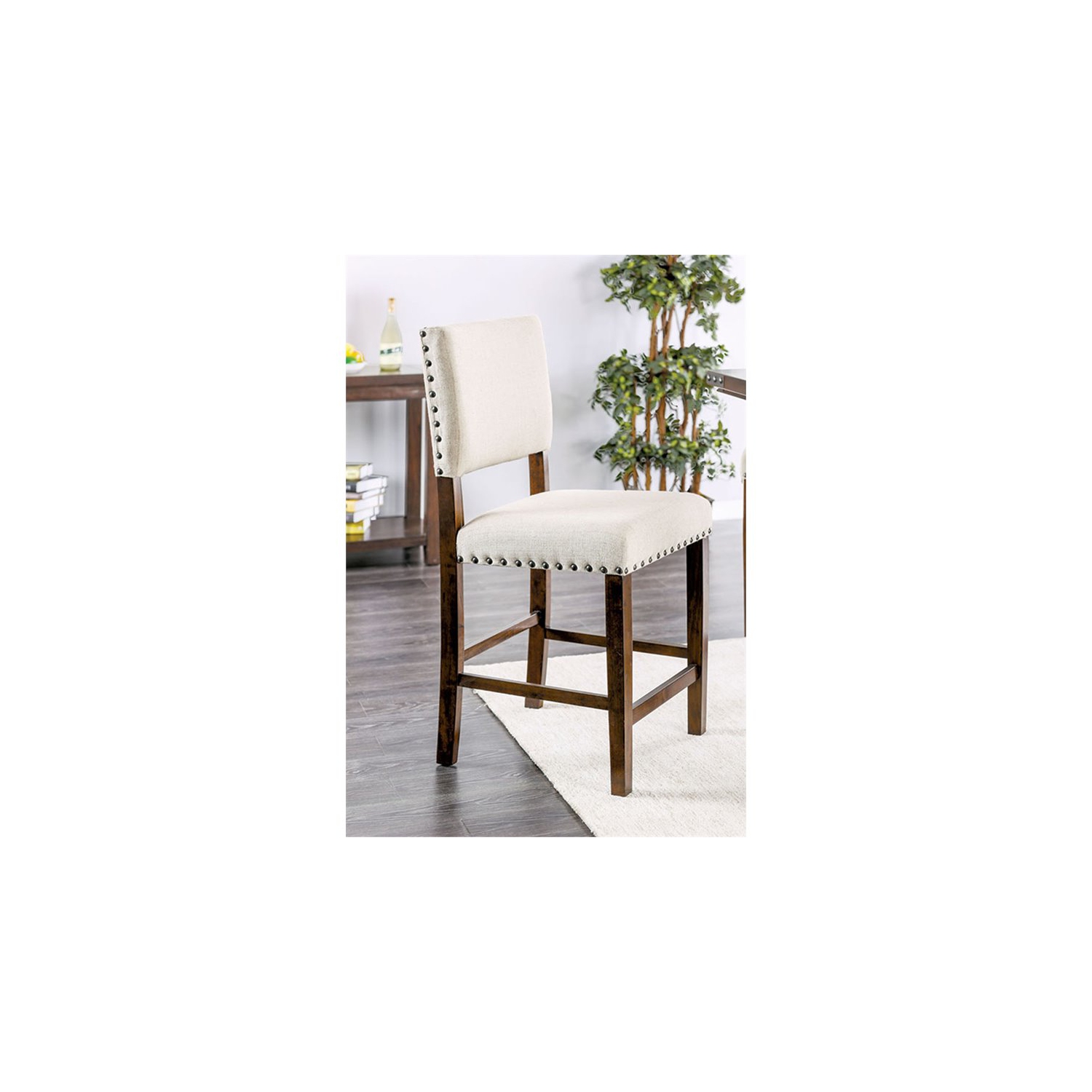 Tabouret de comptoir en bois cloué Furniture of America Elona, cerisier