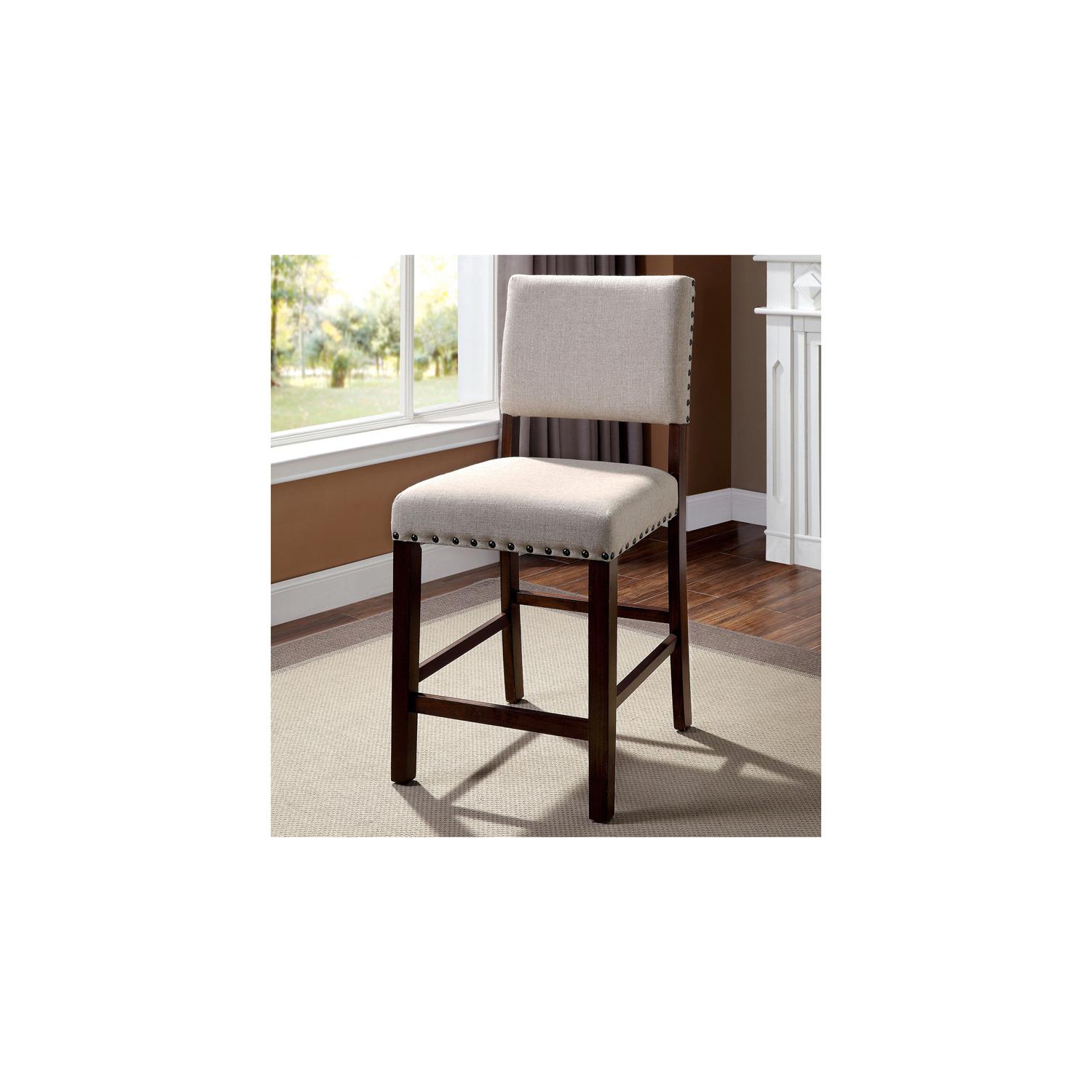 Tabouret de comptoir en bois cloué Furniture of America Elona, cerisier